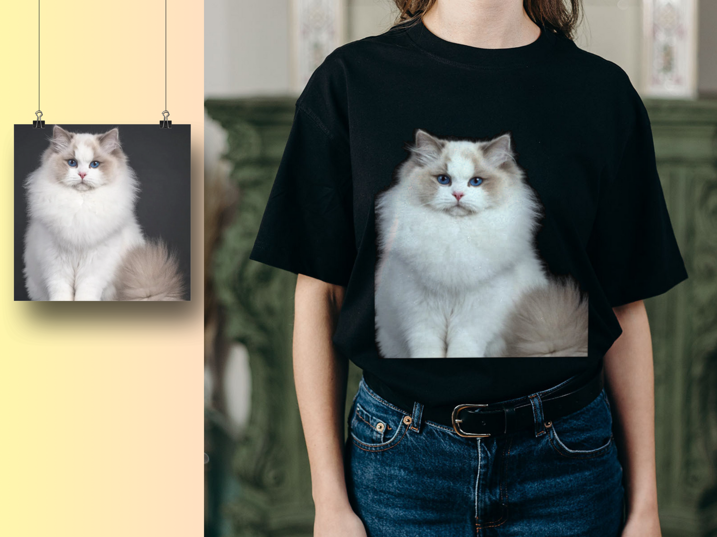 Happy Cat Month-Personalized Cat Photo T-Shirt