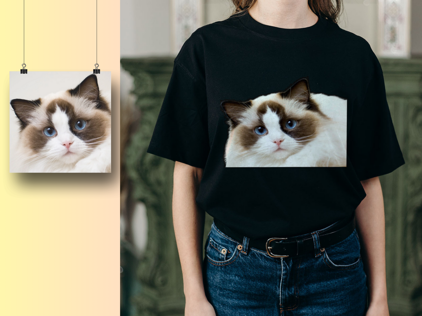 Happy Cat Month-Personalized Cat Photo T-Shirt