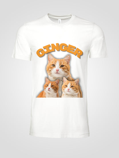 Happy Cat Month-Personalized Three Cat Photo T-Shirt