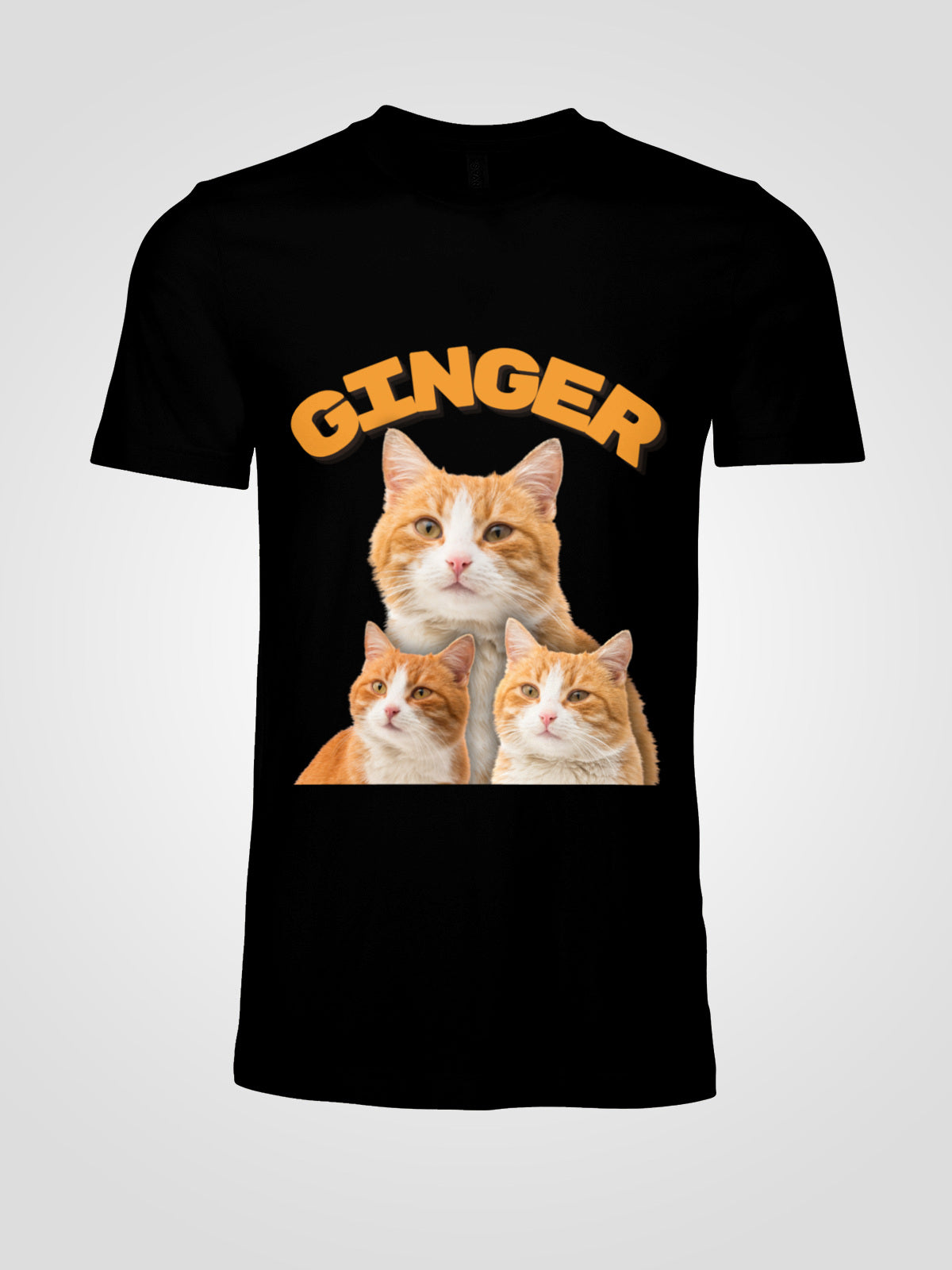 Happy Cat Month-Personalized Three Cat Photo T-Shirt