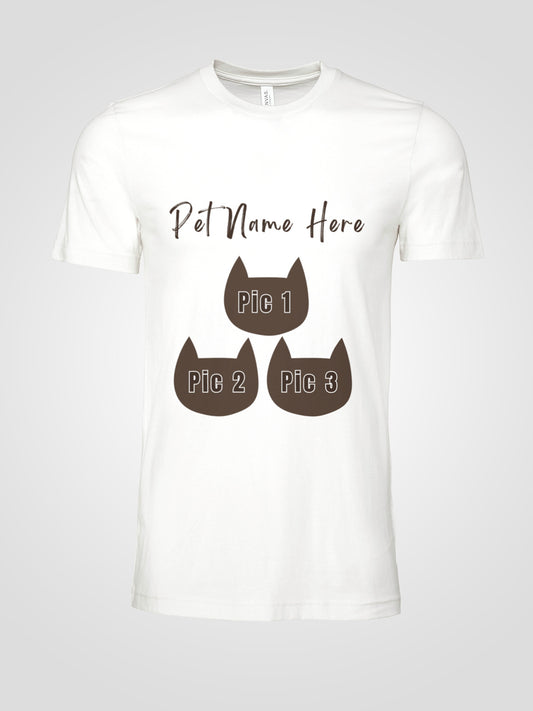 Happy Cat Month-Personalized Three Cat Photo T-Shirt