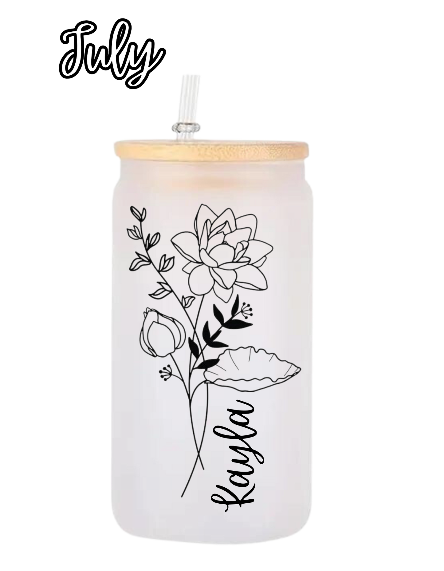 Personalized Birth Flower Coffee Cup With Name