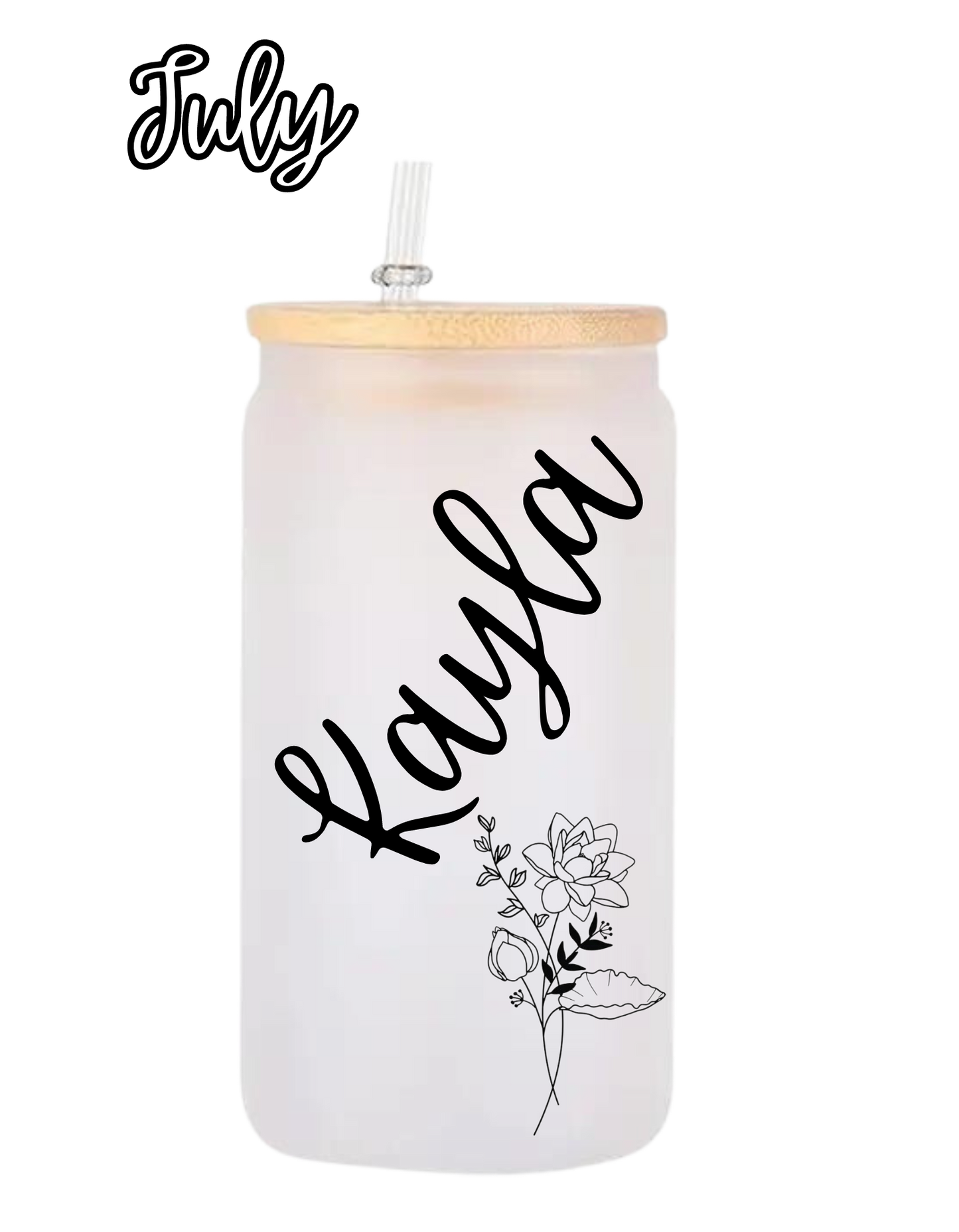 Personalized Birth Flower Coffee Cup With Name