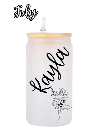 Personalized Birth Flower Coffee Cup With Name