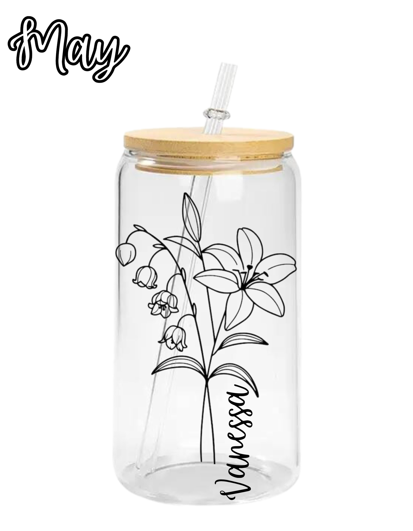 Personalized Birth Flower Coffee Cup With Name