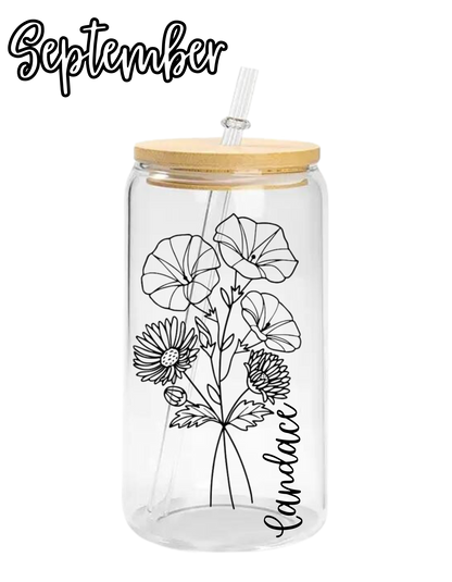 Personalized Birth Flower Coffee Cup With Name