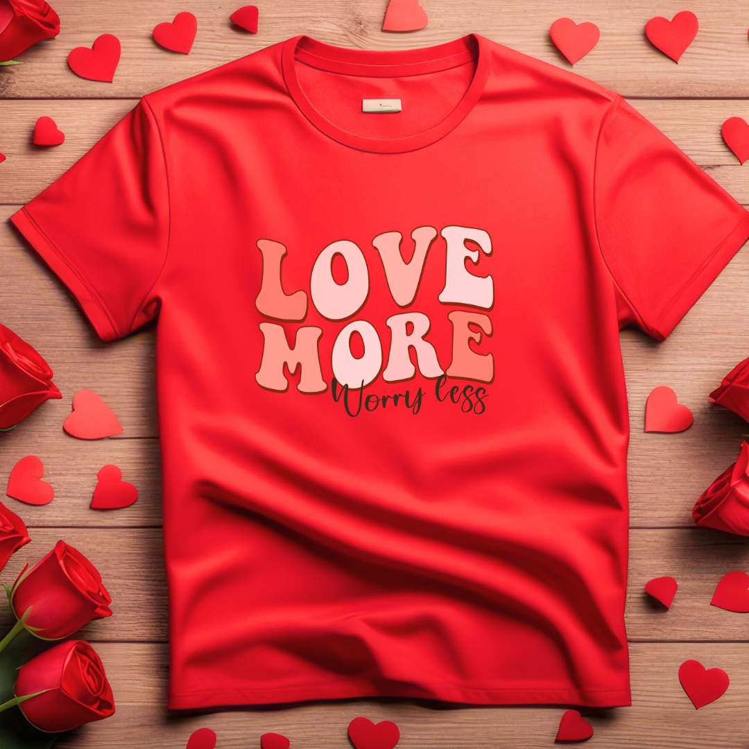 Love More, Worry Less Valentine's Custom T-Shirt