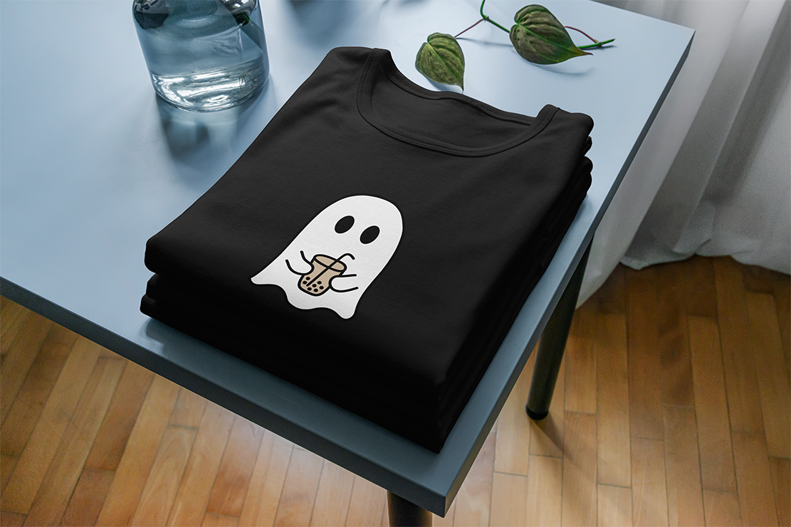 Little Ghost Ice Coffee Shirt, Ghost shirt, Halloween Tee, Cute Ghost Shirt, Little Ghost Ice Coffee t-shirt, Milk Tea ghost