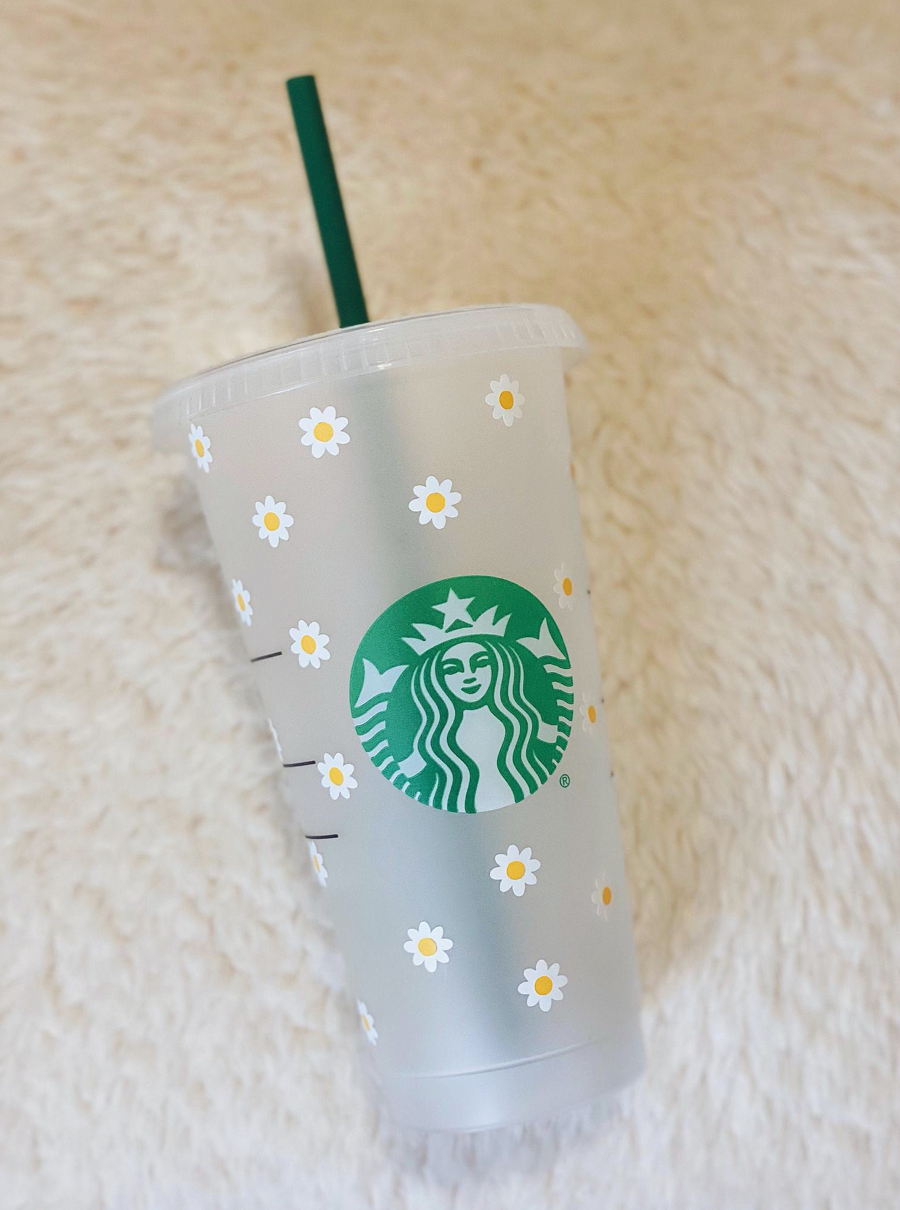 Daisy Starbucks Cup, Flower Tumbler, Starbucks Tumbler, Reusable Starbucks Cup, Starbucks cold Cup, Personalized Tumbler, Daisy Cup